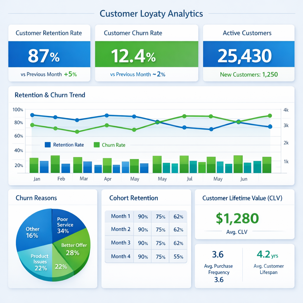 retention-metrics لوحة مقاييس الاحتفاظ بالعملاء